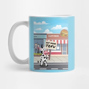 Eat More Tofu Cow City Protest - Funny Vegetarian Mug